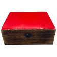 Large Ceramic Glazed Wood Box - 20x15x7.5cm - Red