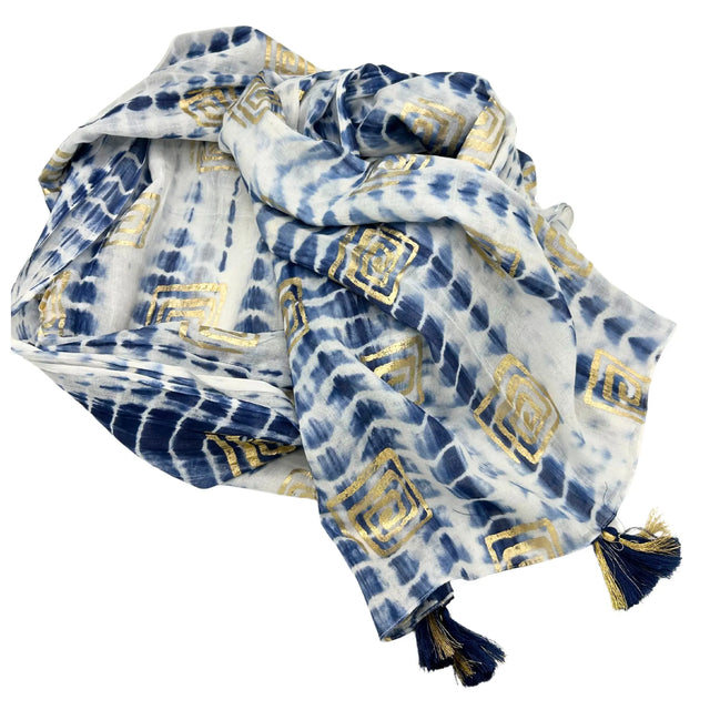Nomad Sari Pareo  Blue Tie Dye & Block Print