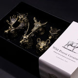 Gift Set of 6 Shot Glasses (50ml) - Wild Forest Creatures - Antique Bronze