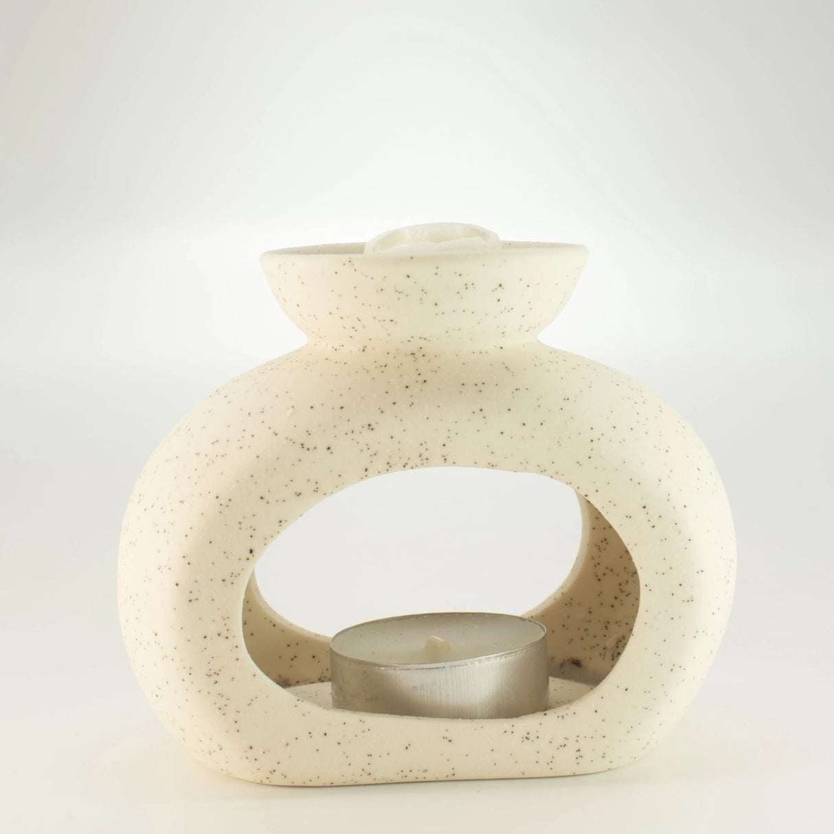 Ceramic Zen Oil Burner - Oval Pebble - Speckled Off-White