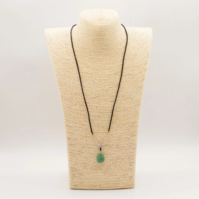 Cord Necklace Gemstone Pendant - Jade Turtle