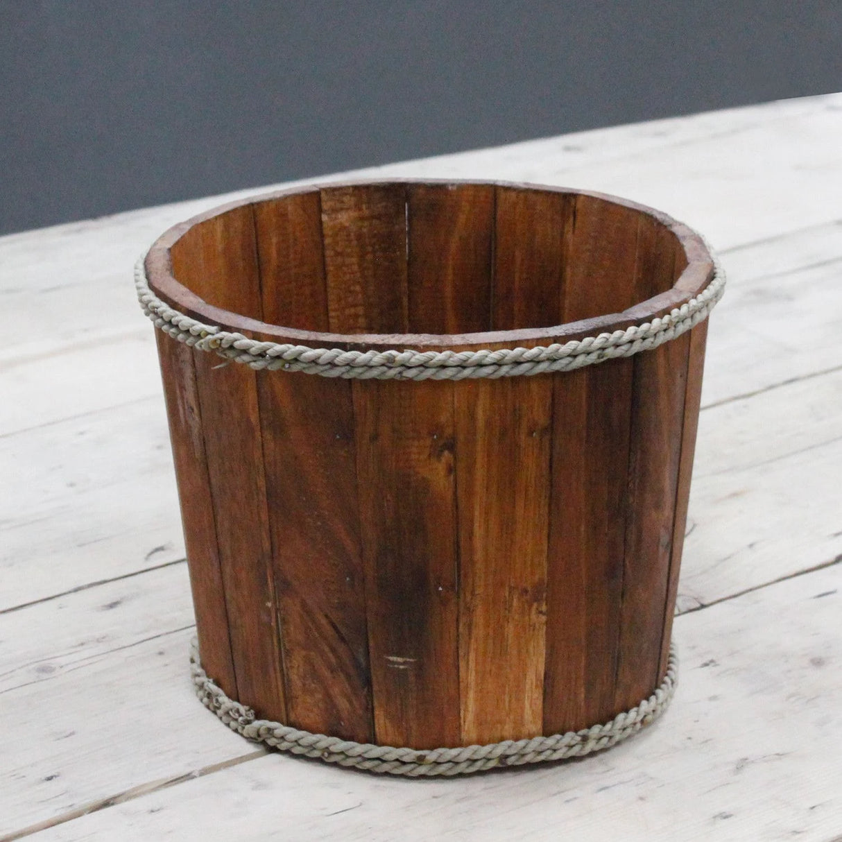 Small Wooden Storage Tub  Brown