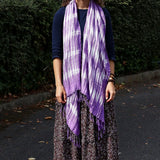 Boho Java Art Stole/Scarf - Lavender Stripes & Motiff - 62x200cm