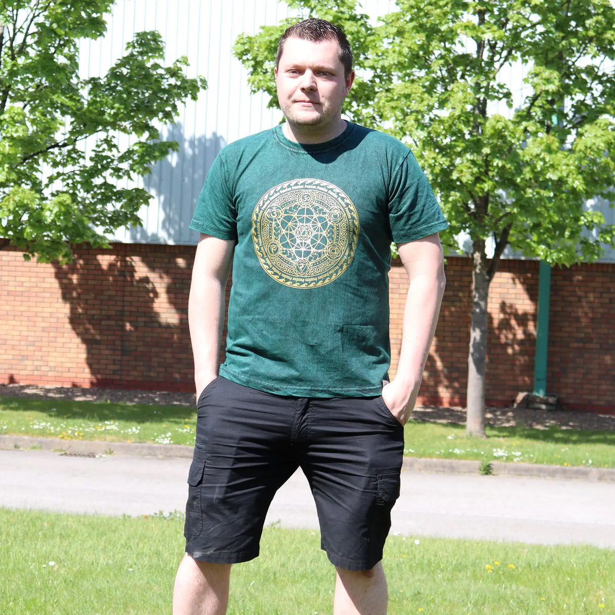 Nomad Sari Stonewashed Cotton T-Shirt  Chakra  Green  XL
