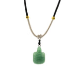 Cord Necklace Gemstone Pendant - Jade Turtle