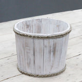 Small Wooden Storage Tub  Whitewash