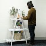 Folding Wooden A-Frame Shelf  Whitewash