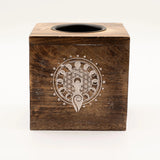 Large Square Mango Wood Oil Burner - Moon Goddess