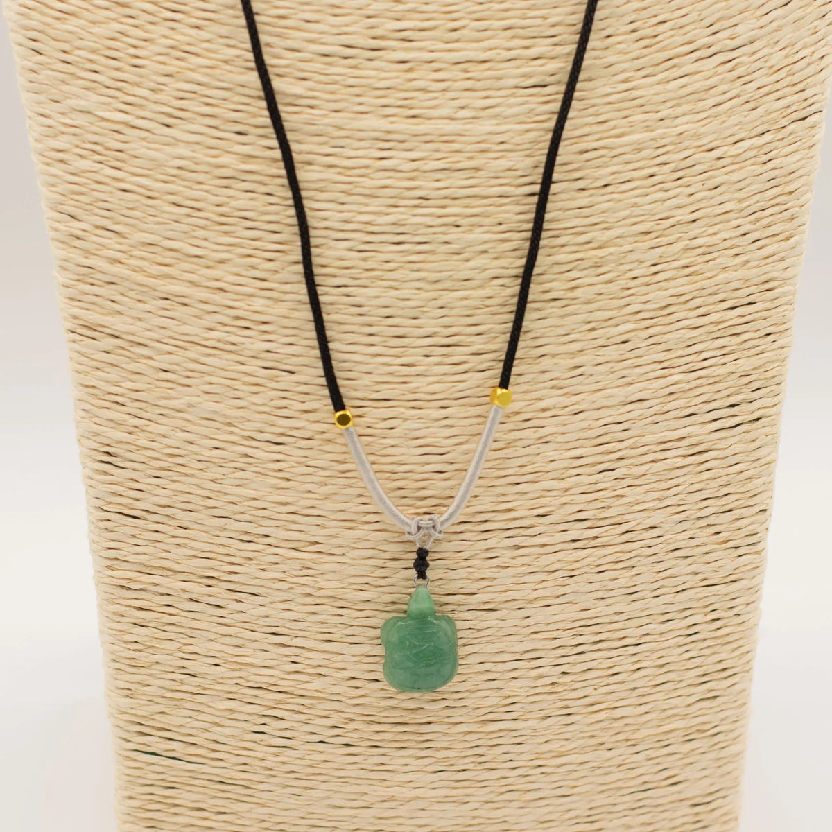 Cord Necklace Gemstone Pendant - Jade Turtle