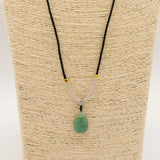 Cord Necklace Gemstone Pendant - Jade Turtle
