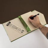 Lokta Bold Floral Notebook  Large (21x15cm)  45 Leaves  Includes Bookmark  Moss Green