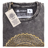 Nomad Sari Stonewashed Cotton T-Shirt  Mandala  Dark Grey  Large