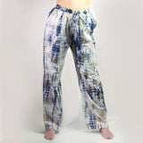 Nomad Sari Lounge Pants (L/XL)  Blue Tie-Dye with Gold Greek Motif