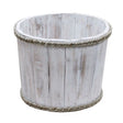 Small Wooden Storage Tub  Whitewash