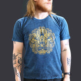 Nomad Sari Stonewashed Cotton T-Shirt  Hamsa  Blue  Large