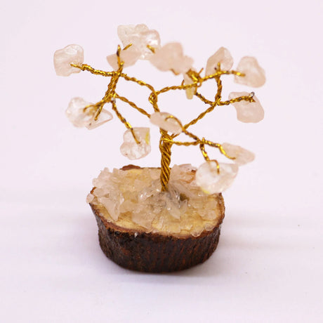 Mini Gemstone Tree On Wood Base - Rock Quartz (15 stones)
