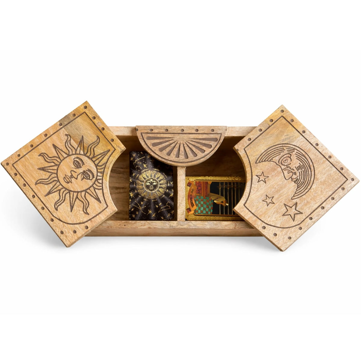 Sun & Moon Carved Sliding Box