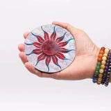 Soapstone Disc Incense Holder - Sun Flower (5 stick holder)
