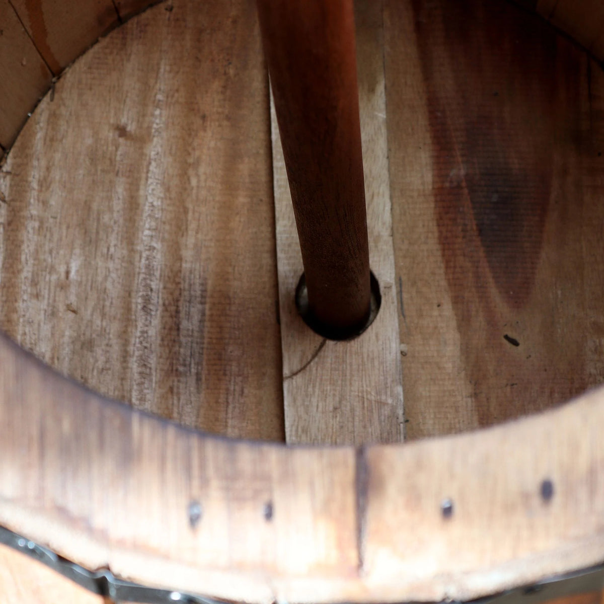 Beer Barrel Stool & Parasol Stand  Natural Wood 38 x 32 cm