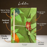 Lokta Bold Floral Notebook  Large (21x15cm)  45 Leaves  Includes Bookmark  Moss Green
