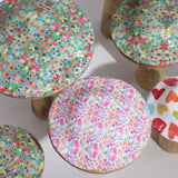 Small Wooden Mushroom - Pastel Hearts