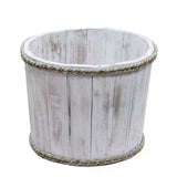 Small Wooden Storage Tub  Whitewash