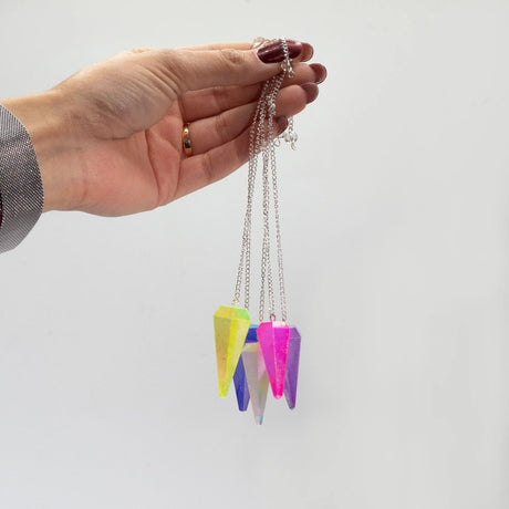 Six Sided Pendulum - Aurora Crystal Peach - 4cm