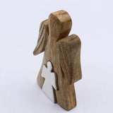 Mango Wood Angel in Angel - White Enamel