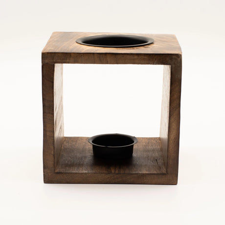 Large Square Mango Wood Oil Burner - Moon Goddess