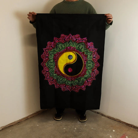 Cotton Wall Art (70x110cm) - Ying & Yang Mandala