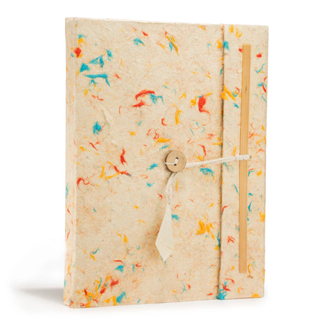 Lokta Mixed Colour Cotton Notebook  Large (21x15cm)  45 Leaves  Includes Bookmark
