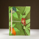 Lokta Bold Floral Notebook  Large (21x15cm)  45 Leaves  Includes Bookmark  Moss Green
