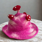 Felted Mushroom Hat - Shocking Pink