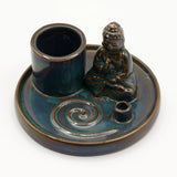 Multi Purpose Buddha Incense Plate - Ceramic Blue
