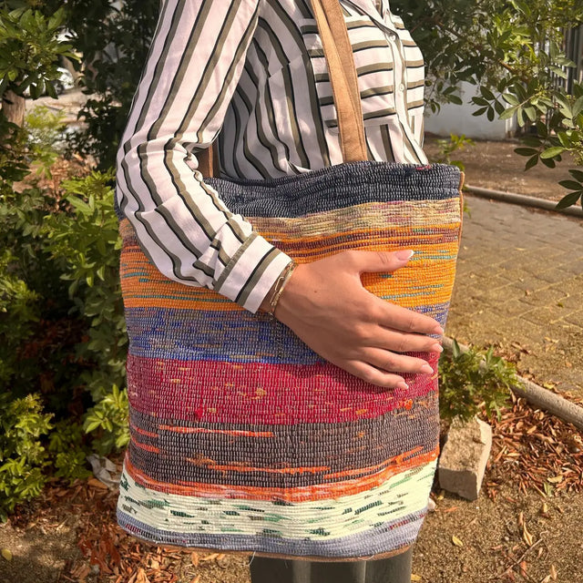 Recycled Big Rug Bag - Shades of Mushrooms