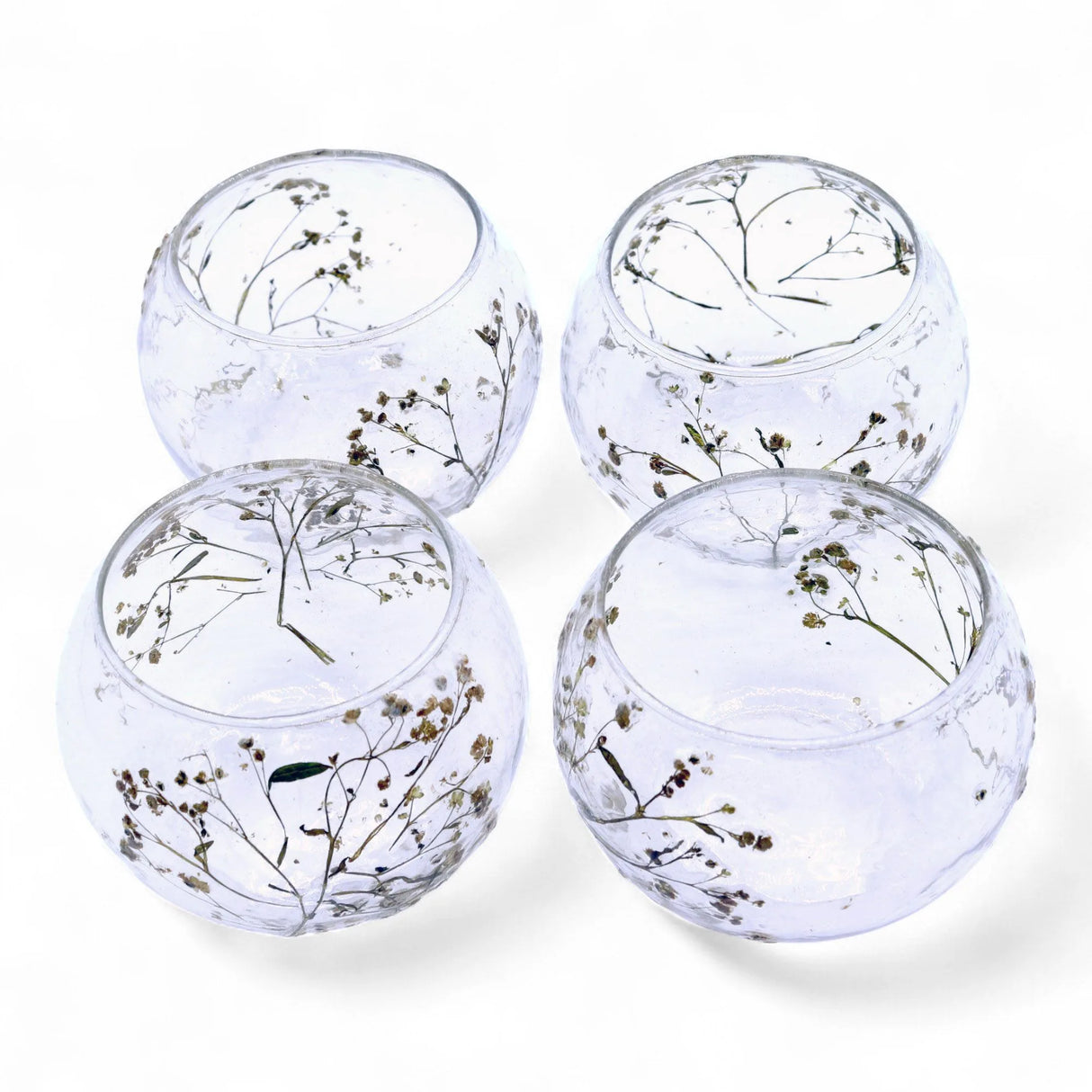 Natural Floral Glass - Bowl Candle Holder - Margarita - (8x10cm)