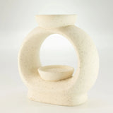 Ceramic Zen Oil Burner - Large Oval Pebble  - Speckled Off-White