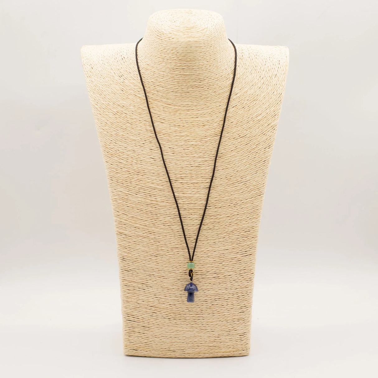 Cord Necklace Gemstone Pendant - Sodalite Mushroom