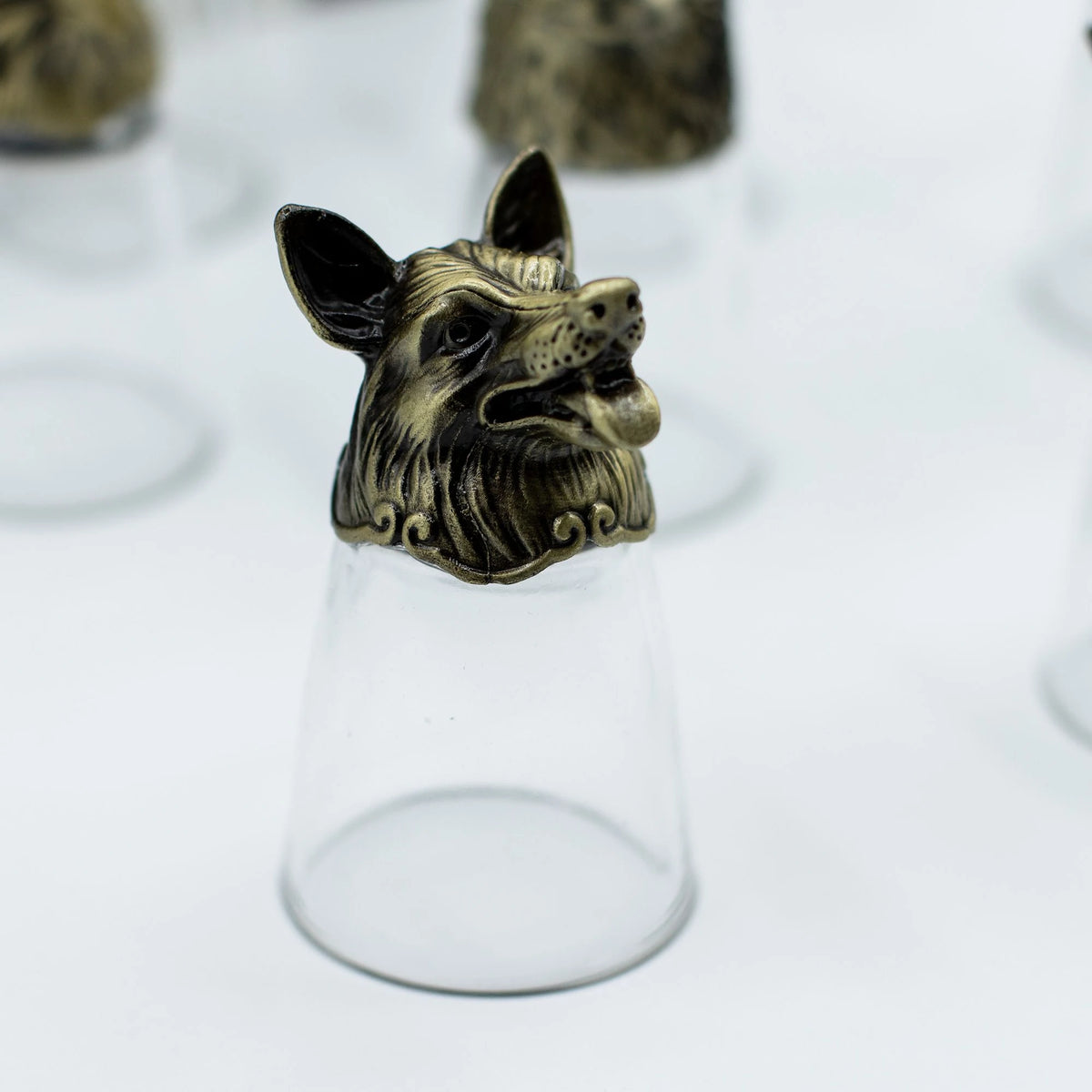 Gift Set of 12 Bottom Up Shot Glasses (25ml) - Forest & Mystical Creatures - Antique Bronze
