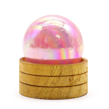 Gemstone Sphere 50mm - Rose Quartz Titanium Aura with Stand