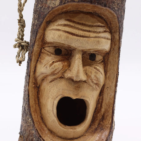 Tree Trunk Face - Bird House - Grumpy Old Man