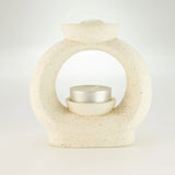 Ceramic Zen Oil Burner - Large Oval Pebble  - Speckled Off-White