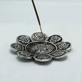Polished Aluminium Tibetan Symbols Incense Holder 12cm