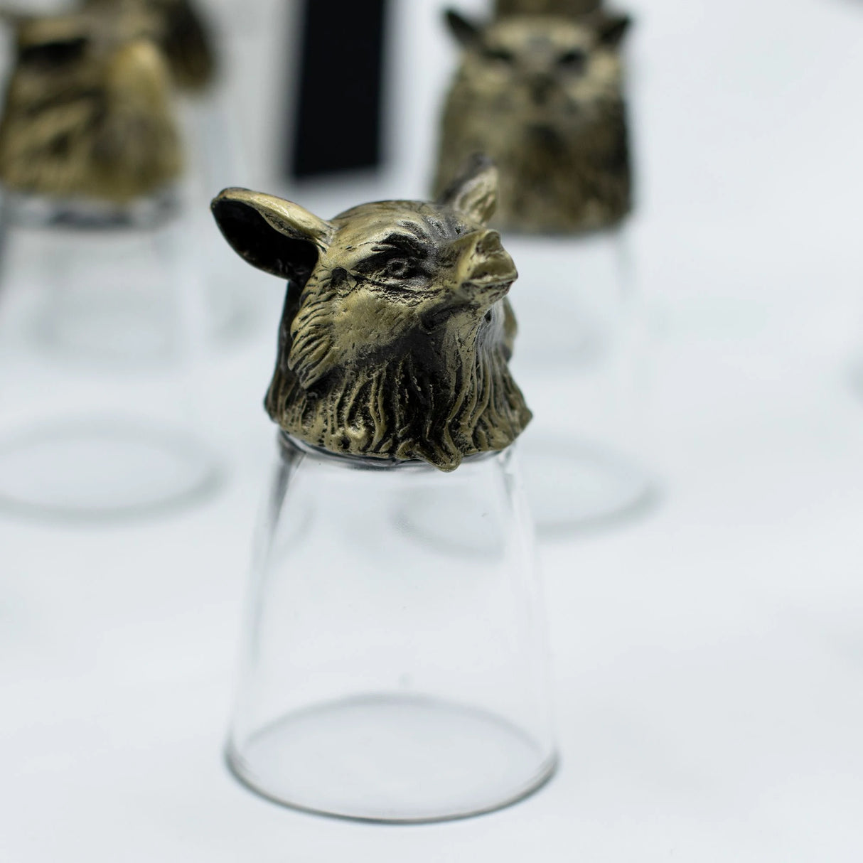 Gift Set of 12 Bottom Up Shot Glasses (25ml) - Forest & Mystical Creatures - Antique Bronze