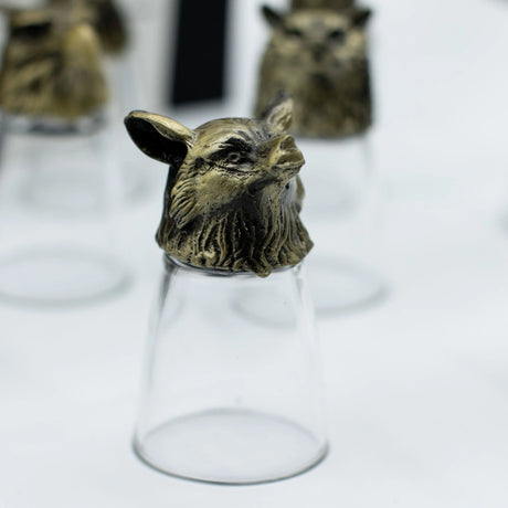 Gift Set of 12 Bottom Up Shot Glasses (25ml) - Forest & Mystical Creatures - Antique Bronze
