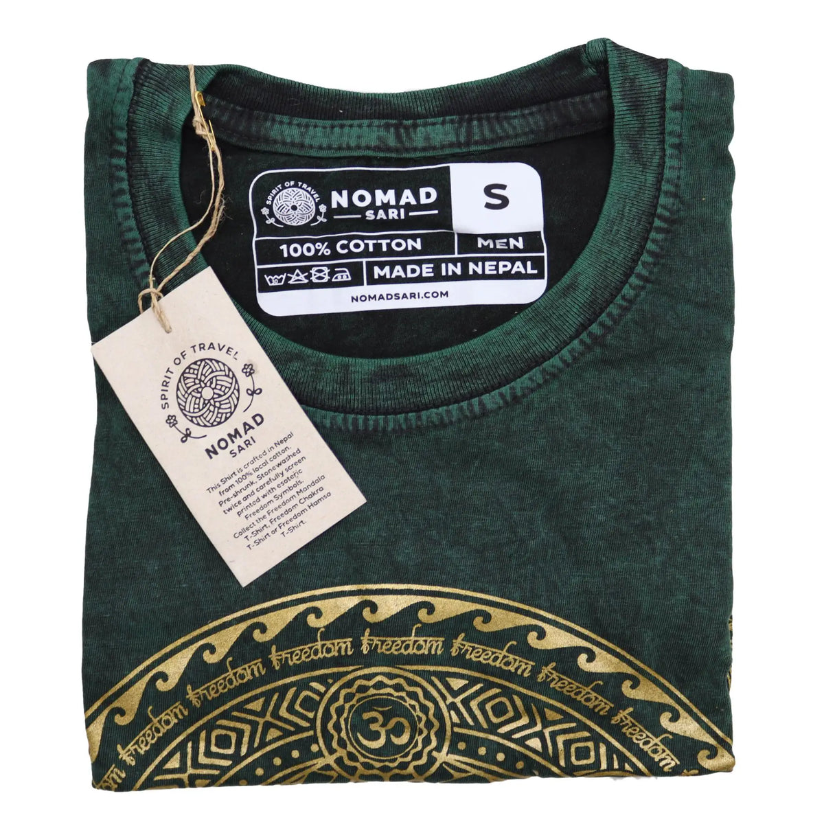 Nomad Sari Stonewashed Cotton T-Shirt  Chakra  Green  Small