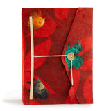 Lokta Bold Floral Notebook  Large (21x15cm)  45 Leaves  Includes Bookmark  Ruby