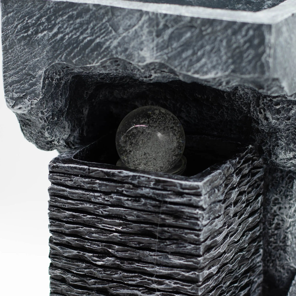 Grand Water Feature - 24x22x48cm - Colour Changing Crystal Ball in Rock