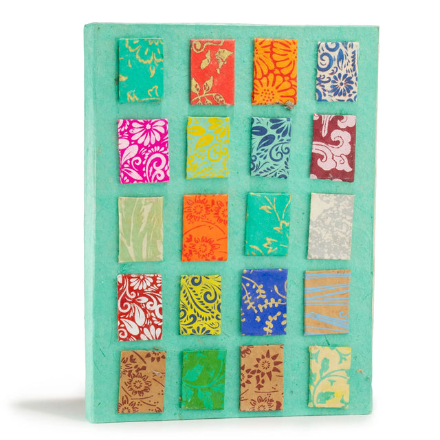 Lokta Mini Tiles Notebook  Large (21x15cm)  45 Leaves  Includes Bookmark  Teal