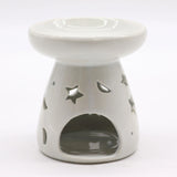 Lrg Classic White Oil Burner - Moon & Star